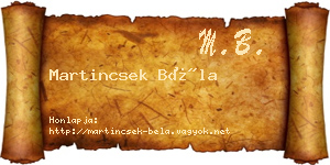 Martincsek Béla névjegykártya